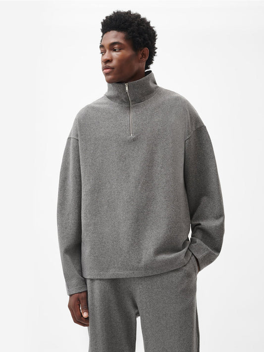 Wool Jersey Half-Zip Sweater