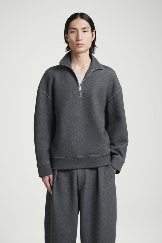 OVERSIZED SCUBA-JERSEY HALF-ZIP SWEATSHIRT